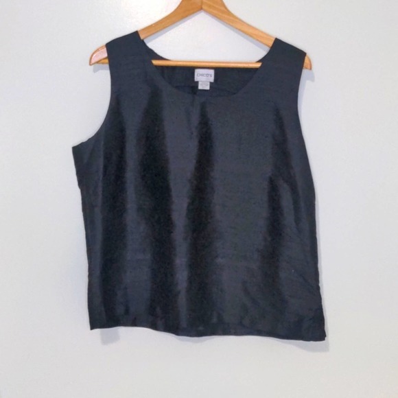 Chico's Tops - Chico's black silk slub scoop neck tank size 3
